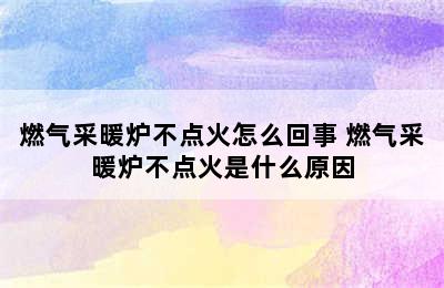 燃气采暖炉不点火怎么回事 燃气采暖炉不点火是什么原因